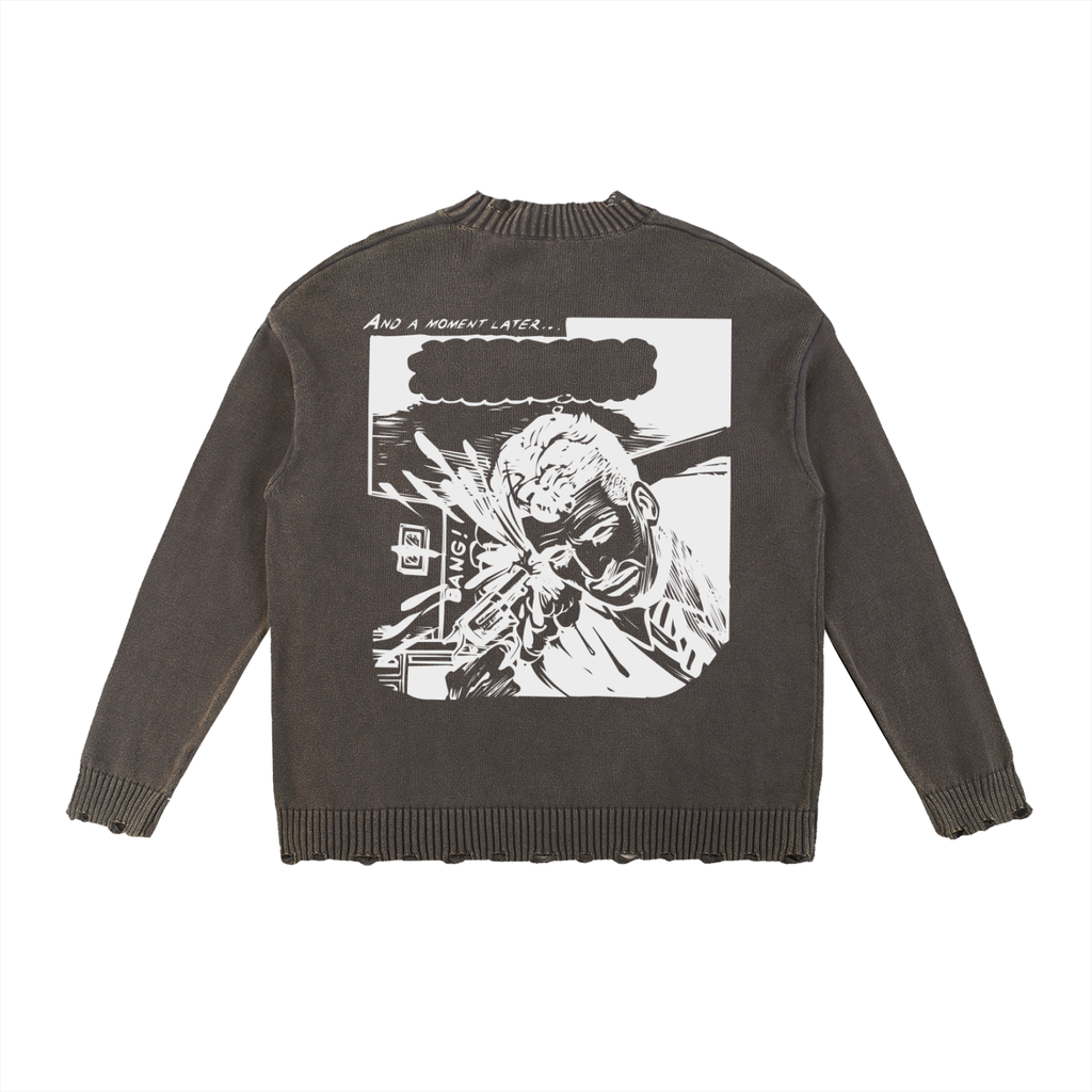 Death Exclaimed Hand-Frayed Sweater