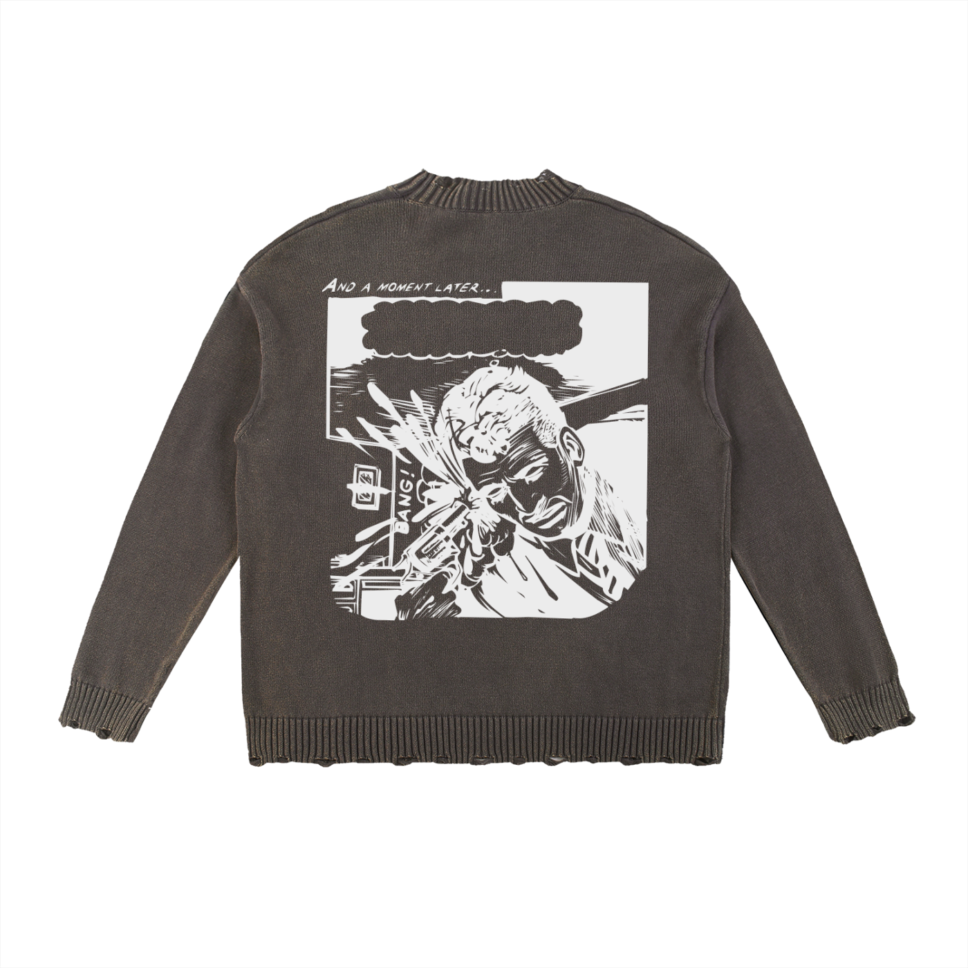 Death Exclaimed Hand-Frayed Sweater